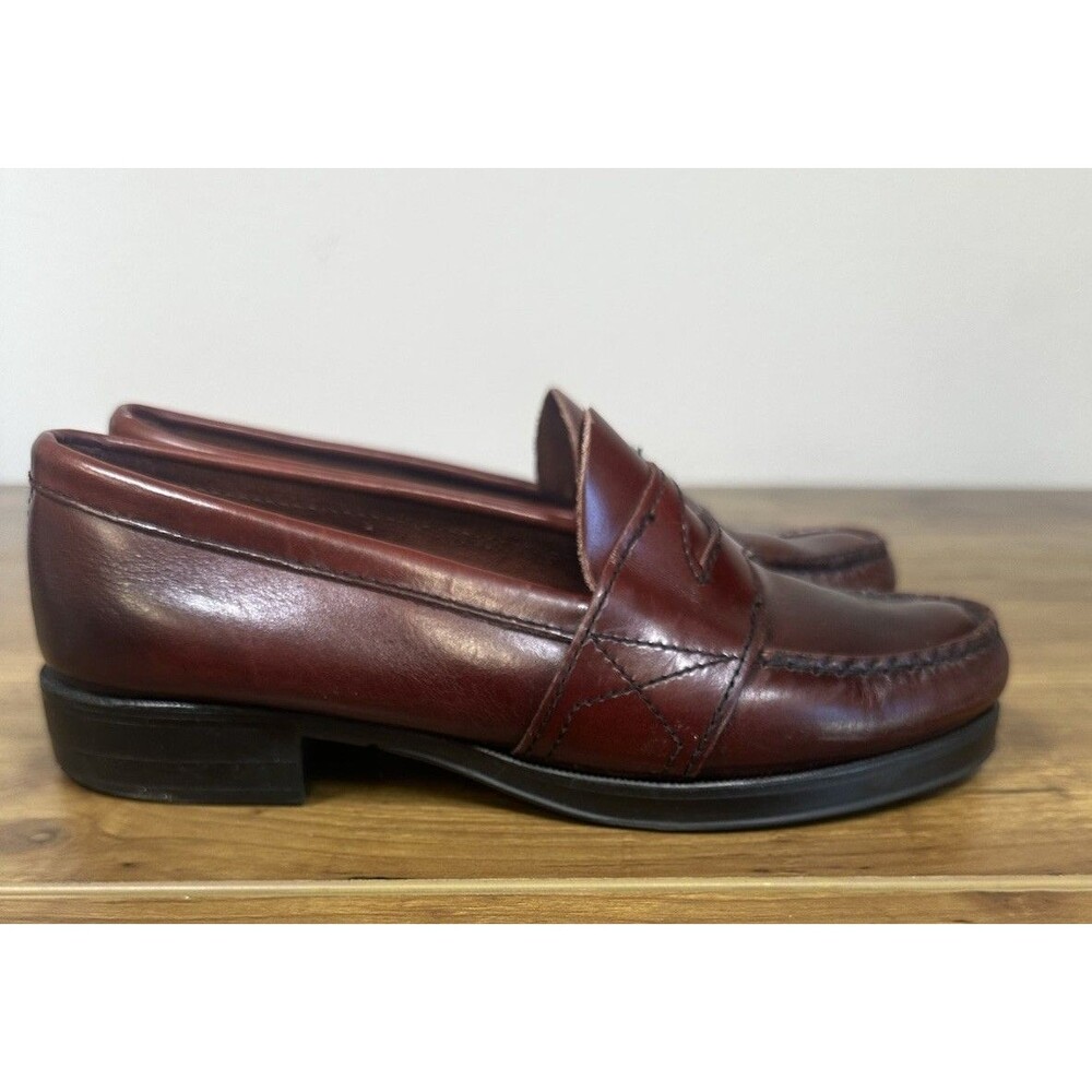 Vintage GH Bass Weejuns Women 6.5 B Burgundy Leather Penny Loafers Made In USA